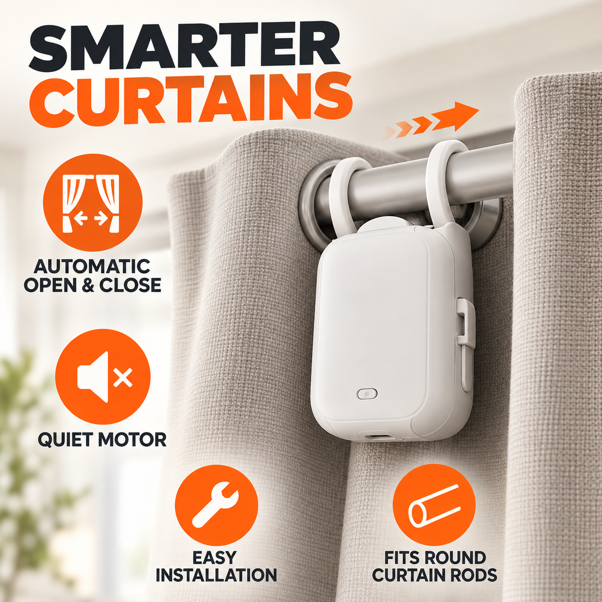 Automatic Curtain Opener – Smart Electric Curtain Motor for Grommet & Ring Curtains