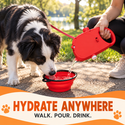 Retractable Dog Leash with Water Bottle & Collapsible Bowl – Hydrate Anywhere
