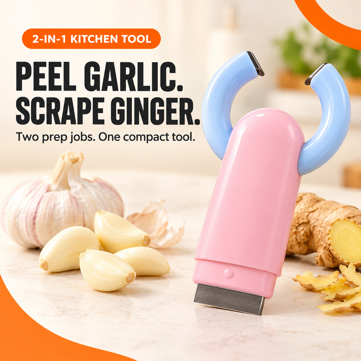 2-in-1 Garlic Peeler & Ginger Scraper – Compact Kitchen Prep Tool