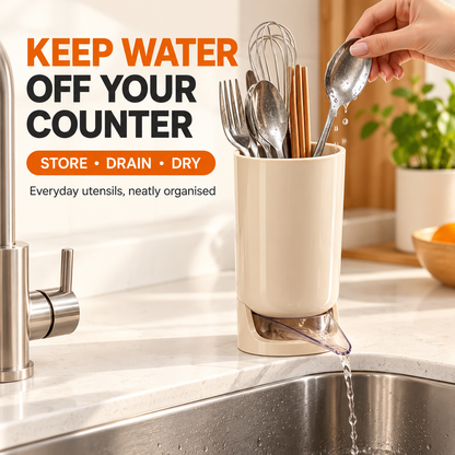 Self-Draining Utensil Holder – Sink-Side Kitchen Utensil Dryer