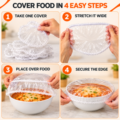 Elastic Food Covers – Reusable Clear Bowl Covers with Stretch Rim for Leftovers