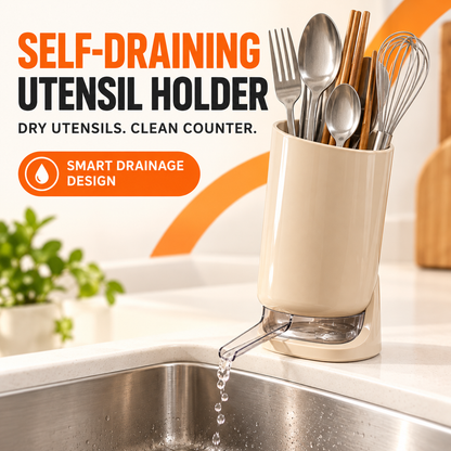Self-Draining Utensil Holder – Sink-Side Kitchen Utensil Dryer