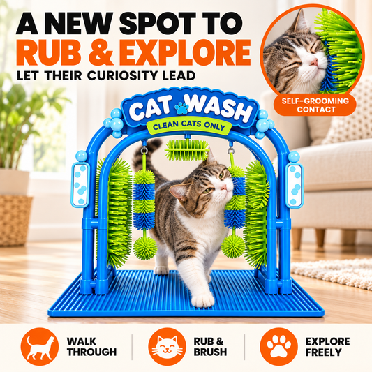 Cat Self-Grooming Arch – Walk-Through Massage Brush Toy for Cats