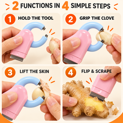 2-in-1 Garlic Peeler & Ginger Scraper – Compact Kitchen Prep Tool