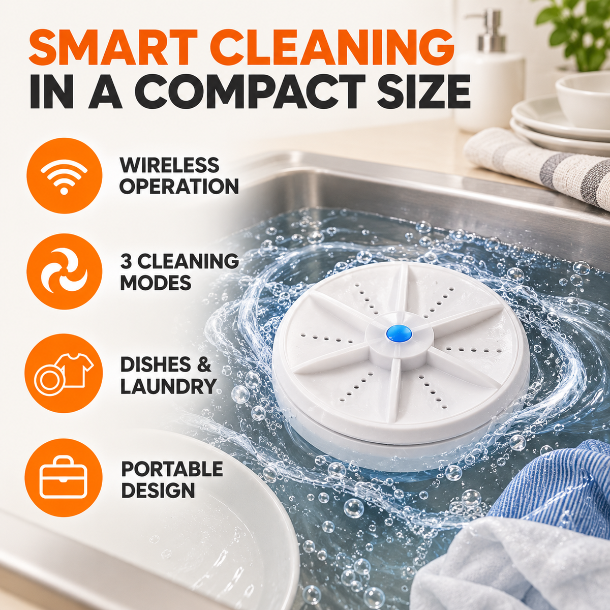 Portable Mini Washing Machine for Dishes & Laundry