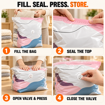 Vacuum Storage Bags with Air-Release Valve – Space Saving Cube Bags for Clothes & Blankets