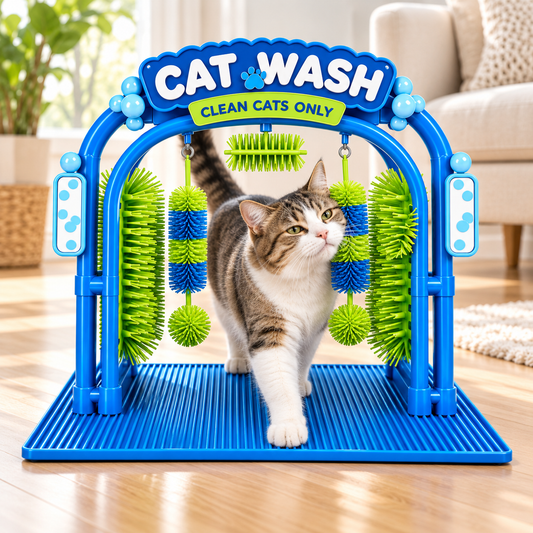 Cat Self-Grooming Arch – Walk-Through Massage Brush Toy for Cats
