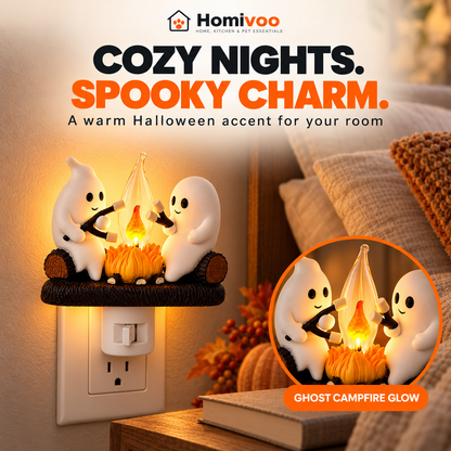 Halloween Ghost Night Light – Plug-In LED Campfire Lamp for Spooky Season