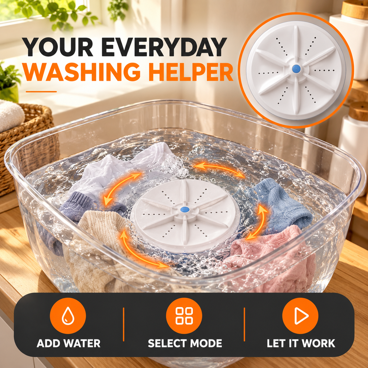 Portable Mini Washing Machine for Dishes & Laundry