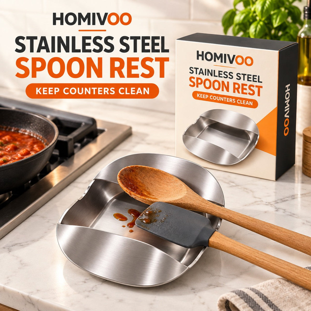 Stainless Steel Spoon Rest – Mess-Free Kitchen Counter Holder