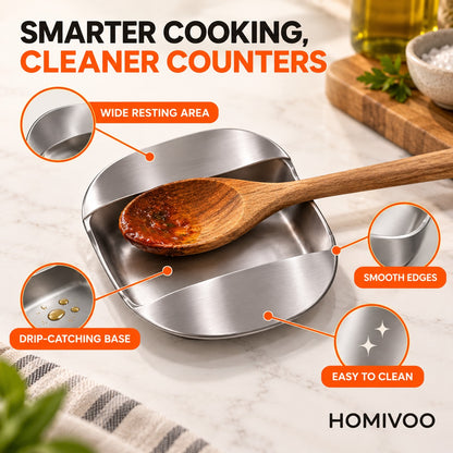 Stainless Steel Spoon Rest – Mess-Free Kitchen Counter Holder