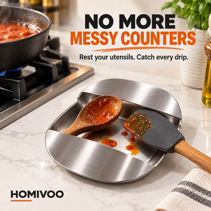 Stainless Steel Spoon Rest – Mess-Free Kitchen Counter Holder