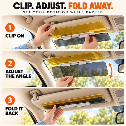 Dual-Panel Car Visor Extender – Anti-Glare Sun Visor with Clip-On Design