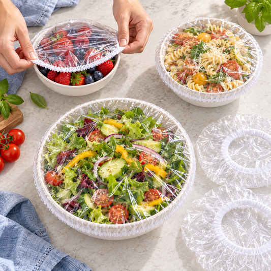 Elastic Food Covers – Reusable Clear Bowl Covers with Stretch Rim for Leftovers