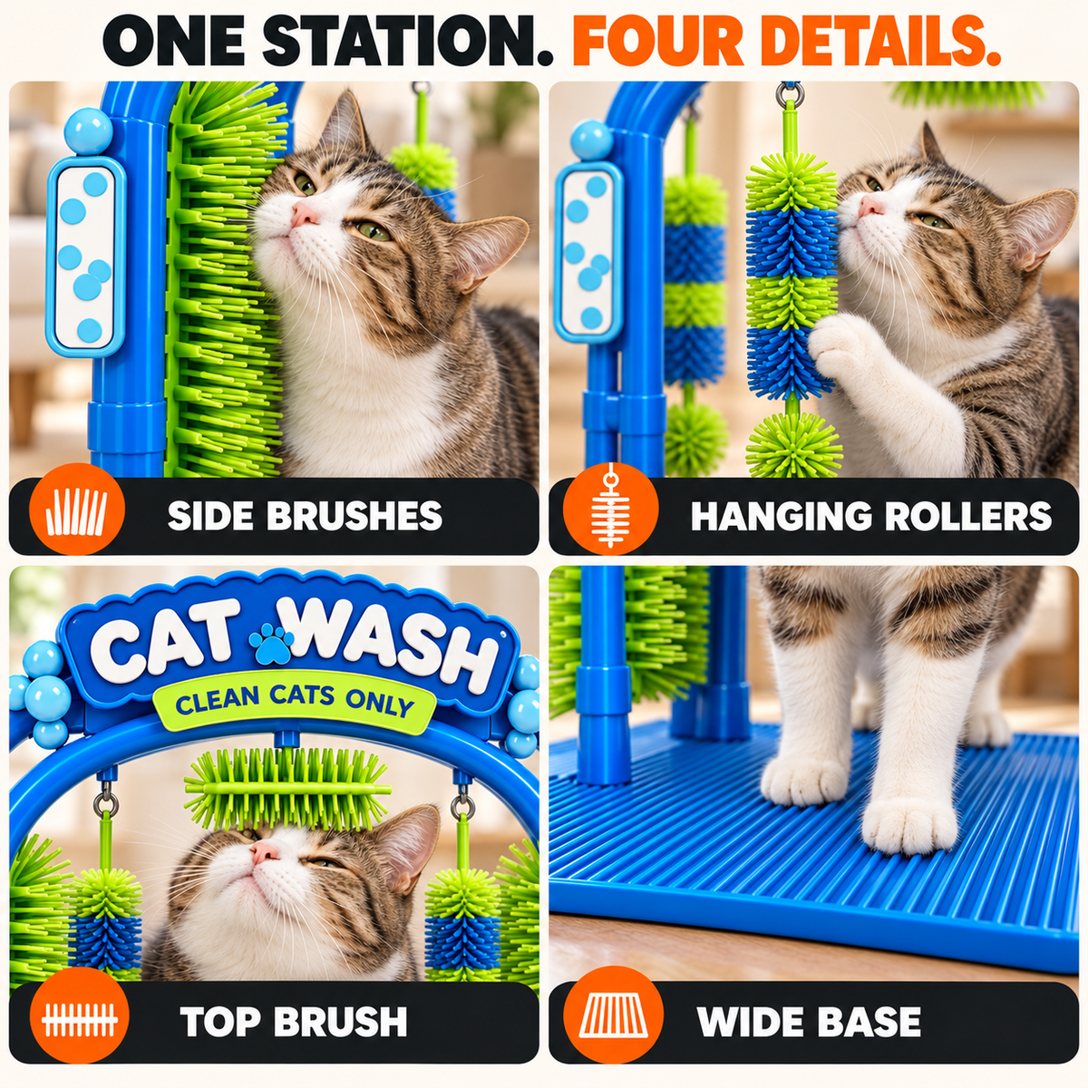Cat Self-Grooming Arch – Walk-Through Massage Brush Toy for Cats
